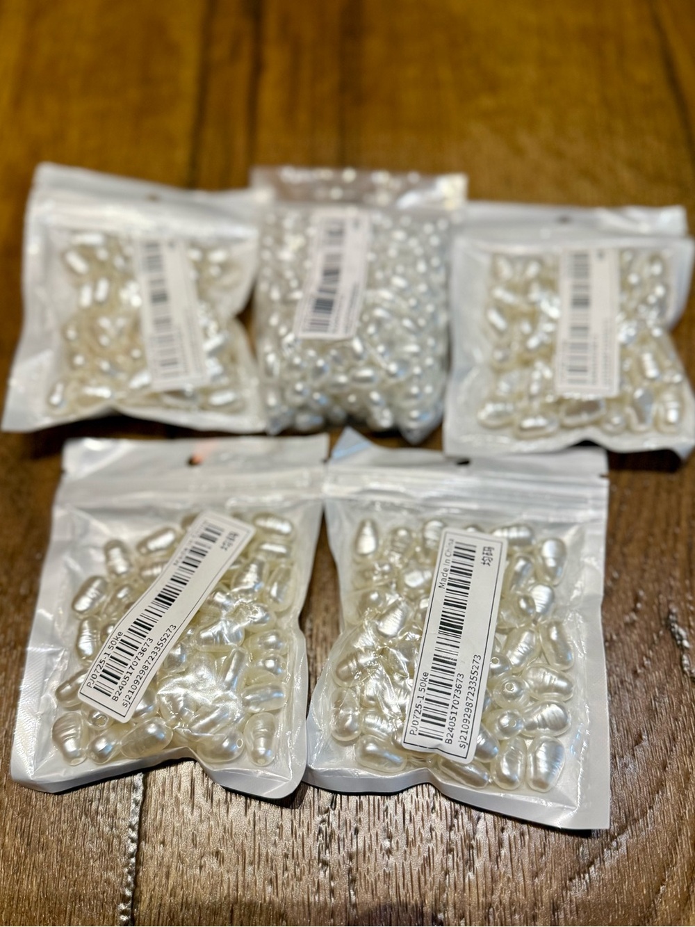 White Pearl Beads for Jewelry Making - 5 Packs